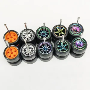 5 Set(untuk 5 Mobil) 1/64 Velg Mobil Ban Karet untuk Kotak Korek Api Mobil Model Mini 1:64 12 penjualan terbaik poros 6x6 - №