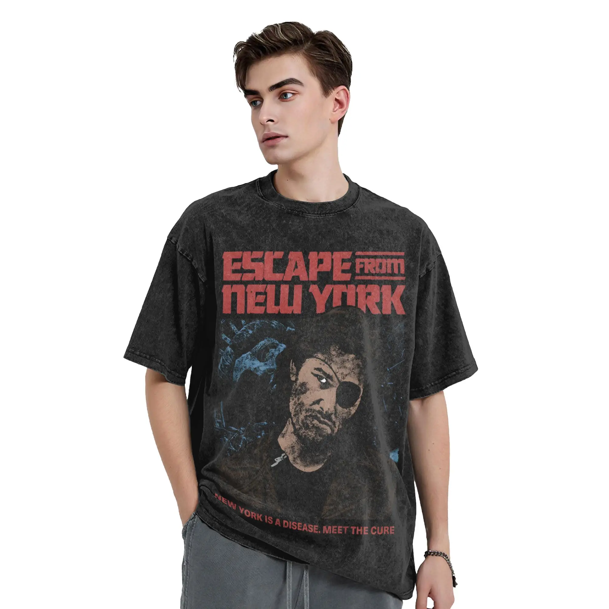 Escape From New York Snake Plissken  Washed T Shirts Streetwear Hip Hop Novelty T-Shirt  Tees Men Women Cotton Oversize