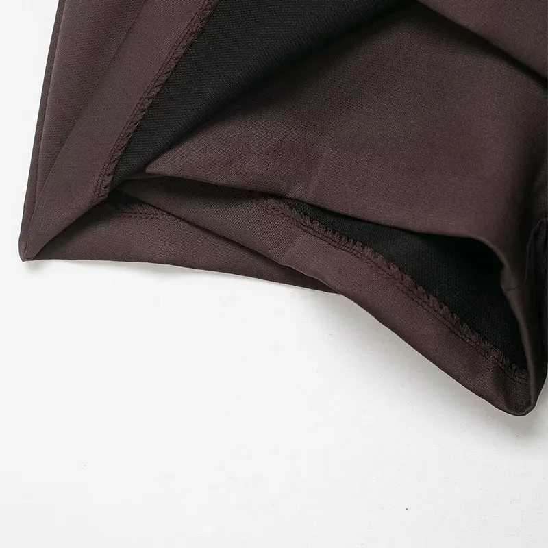 NLZGMSJ Rok Wanita Kasual Vintage Rok Pendek Ramping Ritsleting Coklat Mode Baru 2026 Rok Wanita Mini Liburan Musim Semi Musim Panas