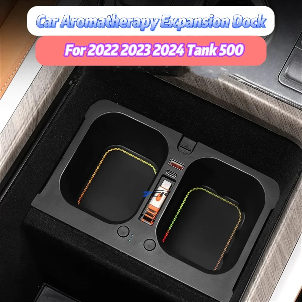 

Car Automobile Aromatherapy Expansion Dock Fast charging Atmosphere lights Cup Holder For 2022-2024 Tank 500