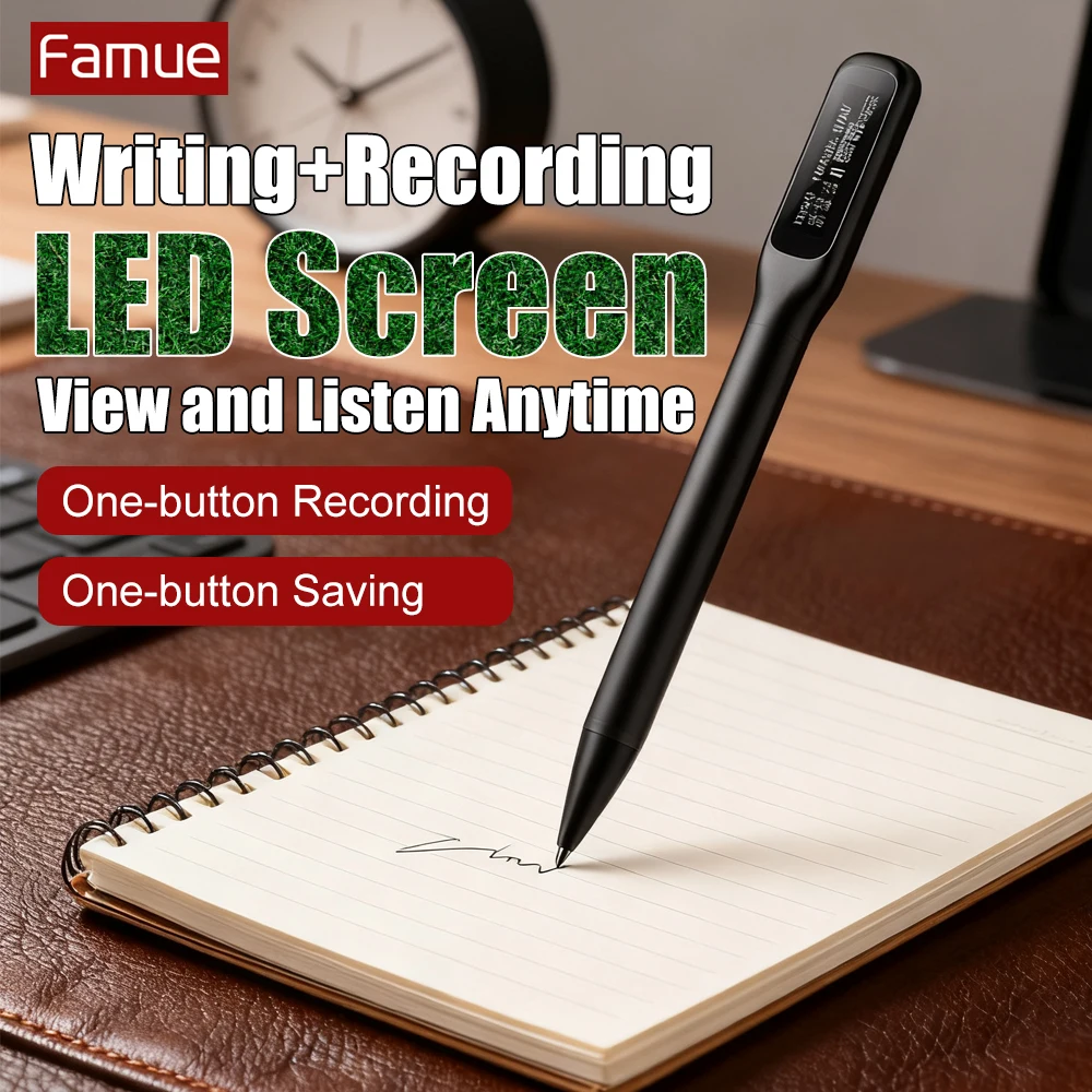 Famue L65 Pen-shaped Voice Recorder  OLED Display – HD Noise-Cancelling Type-C to  Phones，Classroom/Meeting Notes, Portable