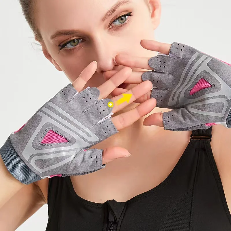 Women Professional Gym Gloves Weight Lifting Crossfit Workout Fitness Gloves Breathable Bodybuilding Half Finger Hand Protector