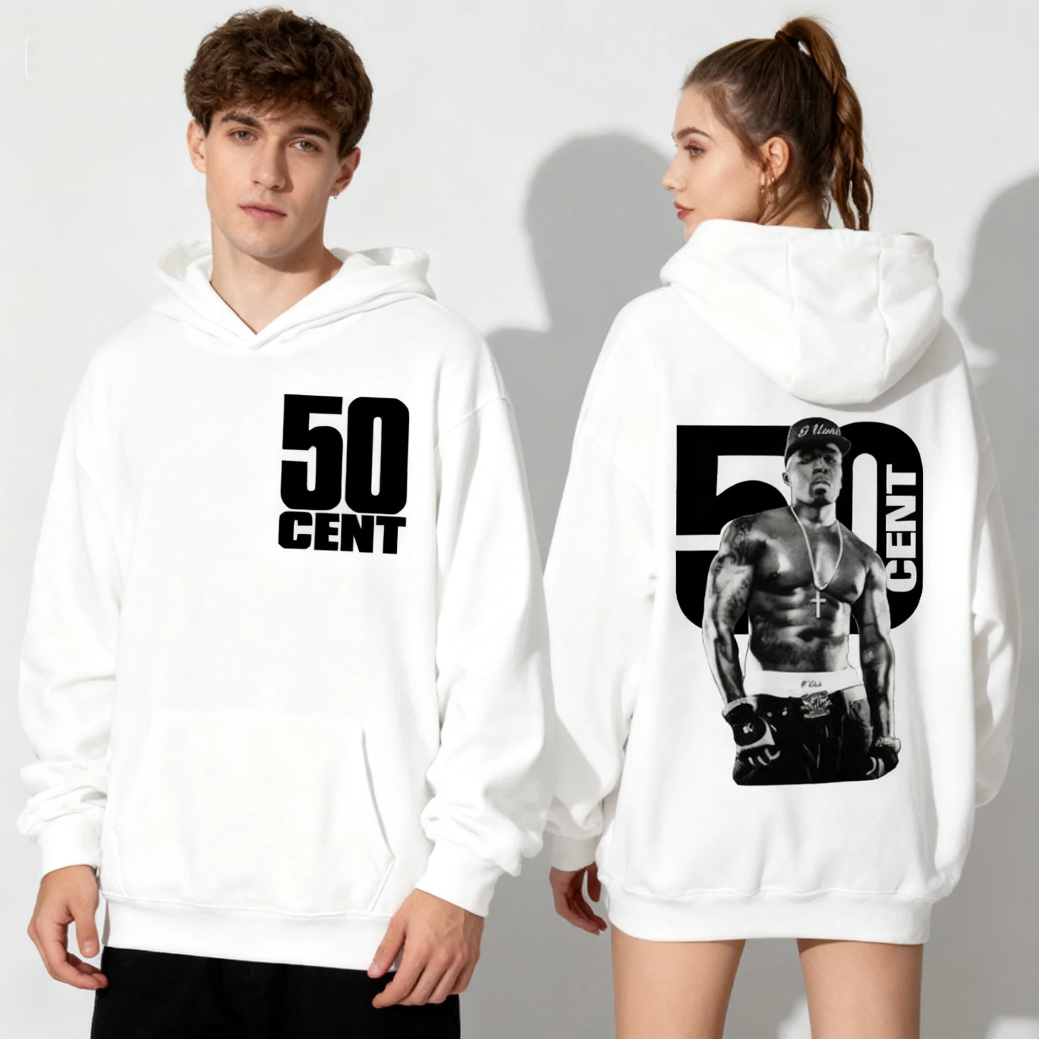 

Rapper 50 Cent Double Sided Print Hoodie Men Women Hip Hop Vintage Hooded Sweatshirts High Quality Fashion Oversized Pullovers