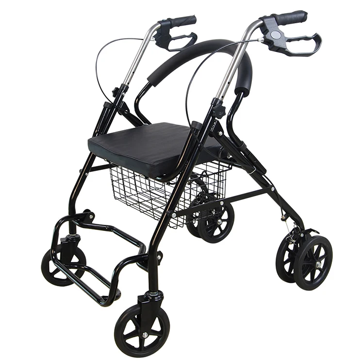 

Medical Light Weight Foldable Steel Frame Mobility Wheel Chair Shopping Cart Walker Walking Aids Rollator for Disabled Elderly