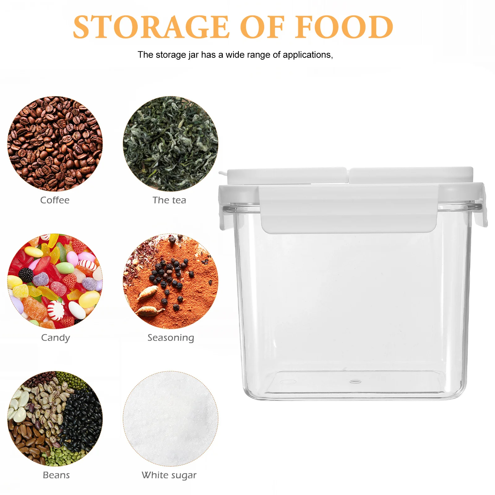 

Clear Large Capacity Storage Jar Airtight Sealing Container for Grains Nuts Flour and Sugar Home Kitchen Use Food Containers