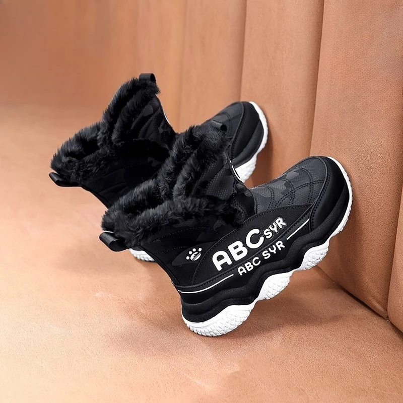 

Boys Winter Snow Boots Thick Fleece Lined Kids Shoes Non Slip Outdoor Winter Footwear for Small Medium Boys 2026 New Arrival