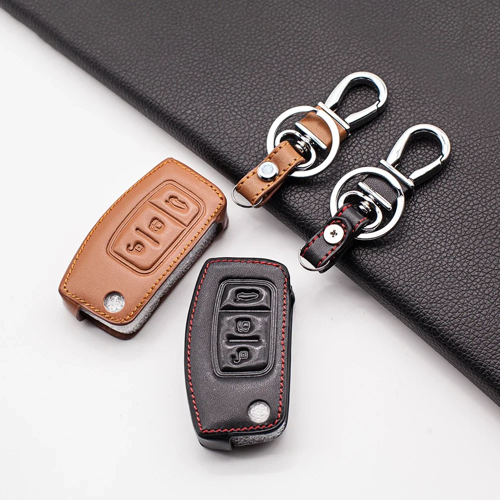 3 Buttons Leather Key Cover for Ford Focus 2 C-Max S-Max Ka Mondeo Galaxy Fiesta Flip Folding Blank Fob Protect Remote Shell