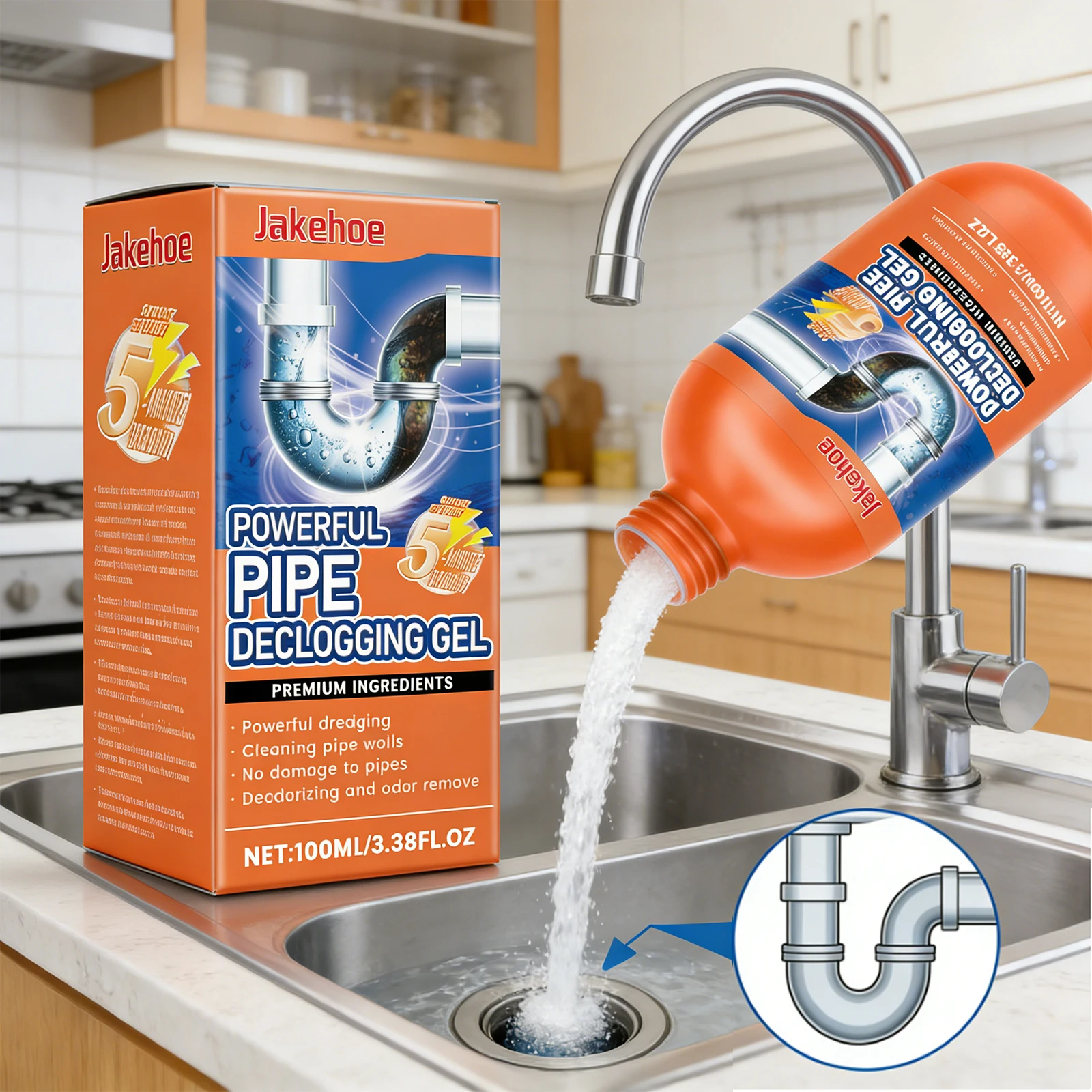 

Drainage Pipeline Dredging Agent Easily Eliminating Hard Water Deposits Improves Flushing Effects Powerful Pipe Declogging Agent