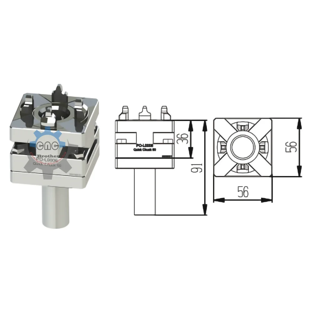 Precision spark machine small copper male manual chuck D56-60mm electrode holder,suitable for EDM ER and 3R interface