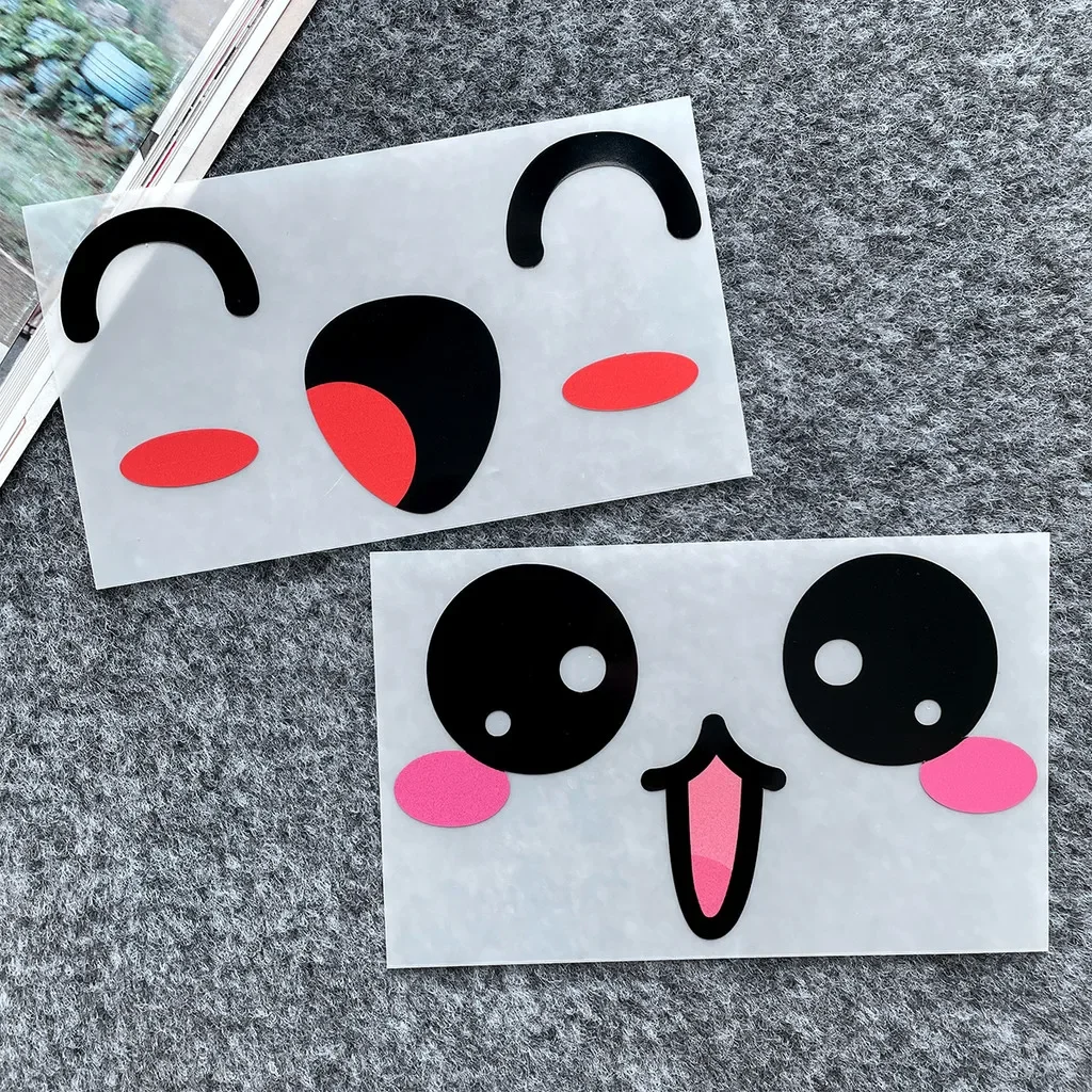 Cute Smile Angry Emoticon Reflective Motorcycle Stickers Decor Moto Car Auto Scooter Body Windshield Helmets Decals Accessories