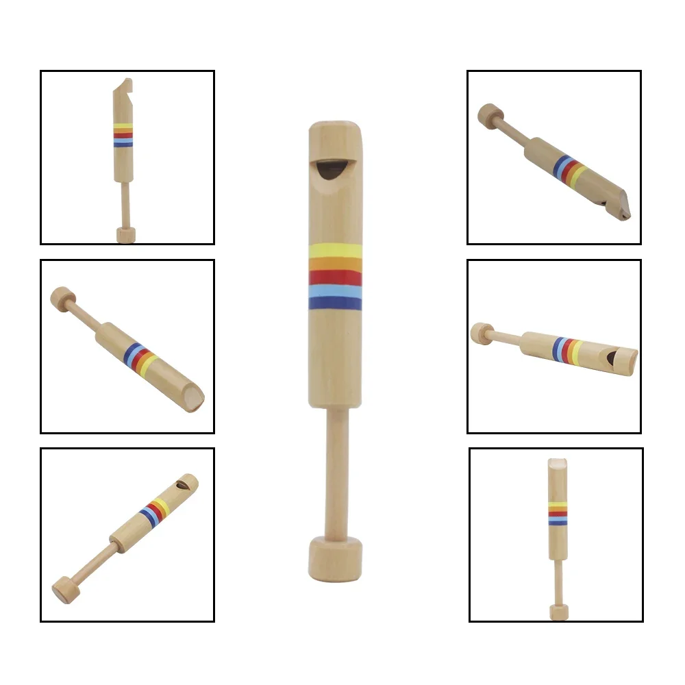 M MBAT Wooden Whistles Diacritical Sliding Piccolo Baby Musical Instrument Toy Whistling Children Small Flute Educational Toys