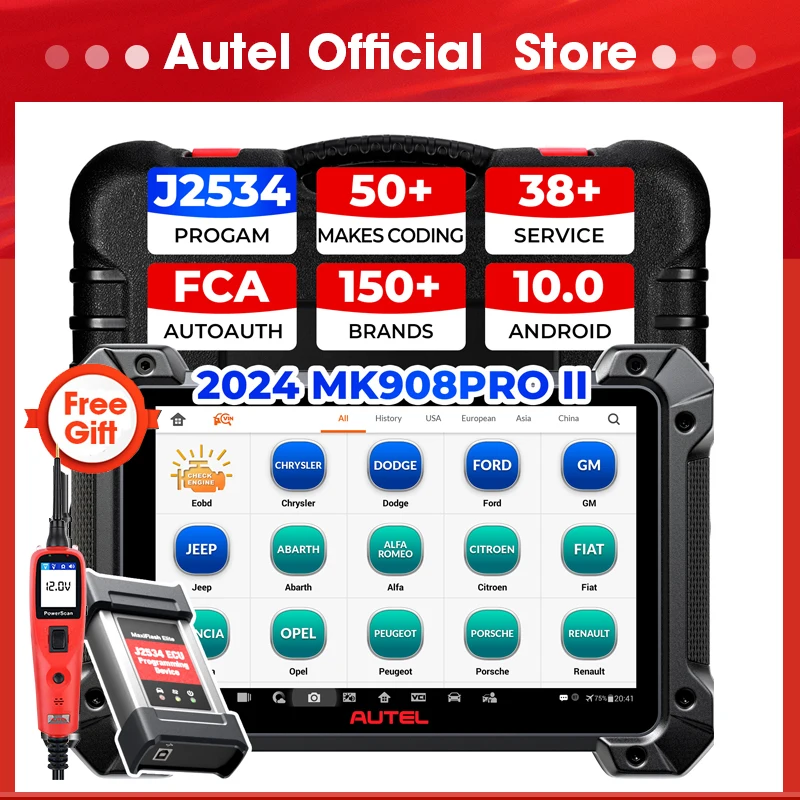 Autel MaxiCOM MK908PRO II MK908P II Car Diagnostic Tools J2534 Programmer OBD2 Scanner ECU Programming Coding AutoScan 2.0