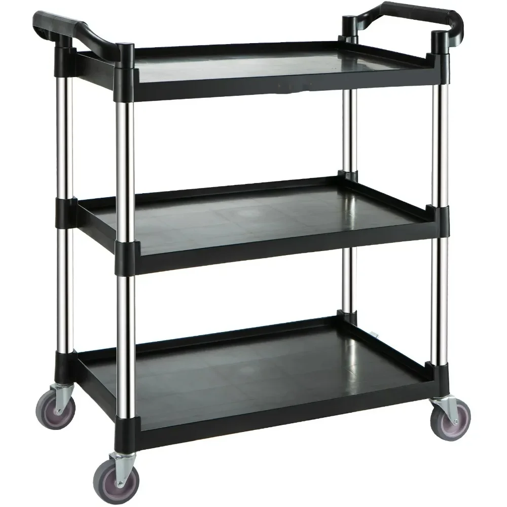 

BENTISM Utility Service Cart with Wheels 3-Tier Food Service Cart 154lbs Capacity