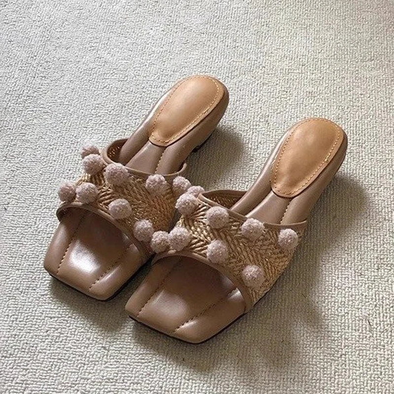 

Square Toe Women Slippers Heels Sandals Elegant Dress Shoes Summer 2025 Sexy Woman Shoes Casual Flip Flops Walking Slides Mujer