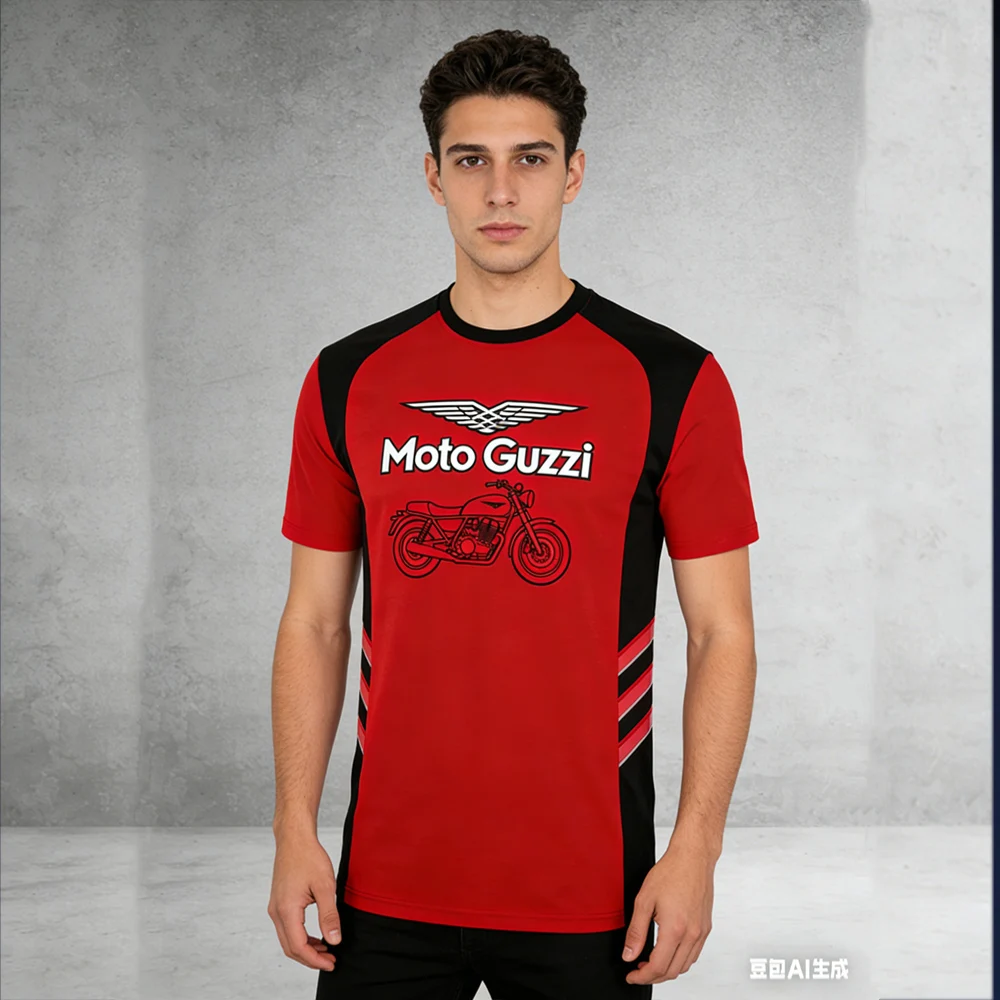 El Regalo Definitivo para los Entusiastas de Moto Guzzi: Camiseta Gráfica para Hombre con Emblema Icónico de Águila, Jersey Transpirable para Motociclistas