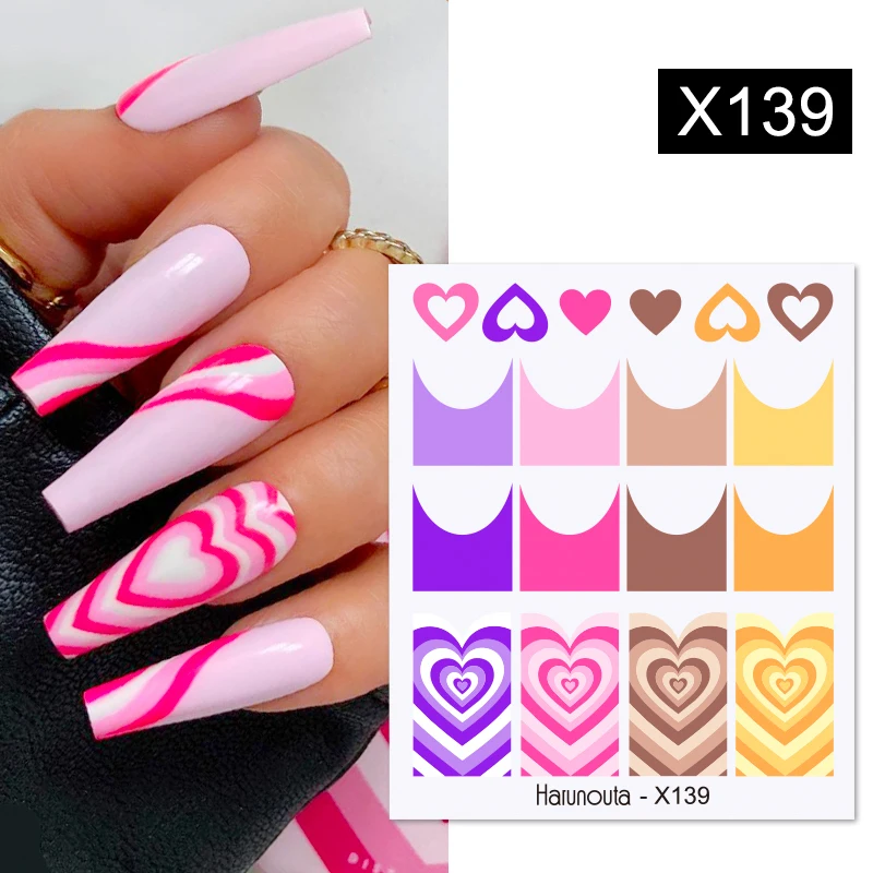 Harunouta Valentine Water Nail Stickers Heart Love Design Self-Adhesive Slider Decals Letters For Nail Art Decorations Manicure