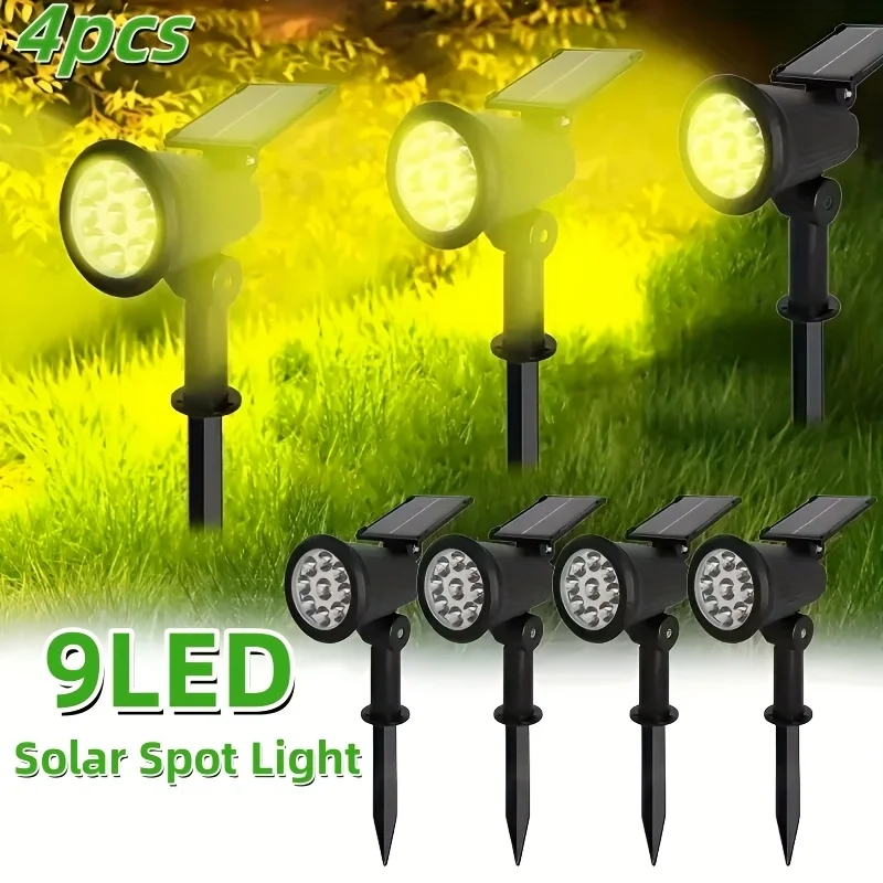 

4pc Solar Spot Lights Outdoor IP65 Solar Powered Landscape Lighting Lamp for Garden Yard Patio Driveway Pathway Solar Spotlights