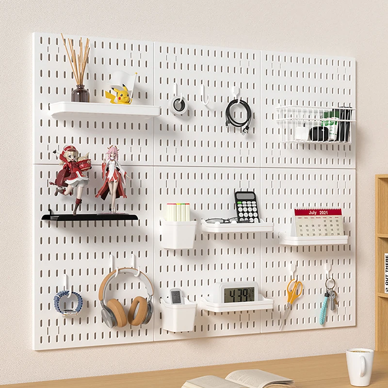 New DIY Pegboard Accessories Hanging Shelf Storage Hooks Wall Organizer No Punching Crafts Organization For Garage Kitchen Room
