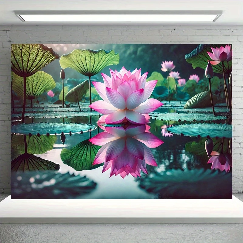 Chinese Lotus Background Tapestry Living Room Garden Meditation Room Room Decoration Polyester Fiber Wall Hanging Home Decor