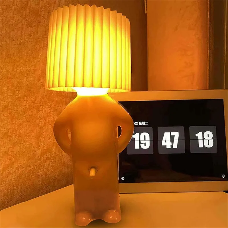 Claeted Naughty Boy Creative Table Lamp Unique LED Pleats Reading Lighting Bedroom Bedside Night Light Children\'s Gift Dropship