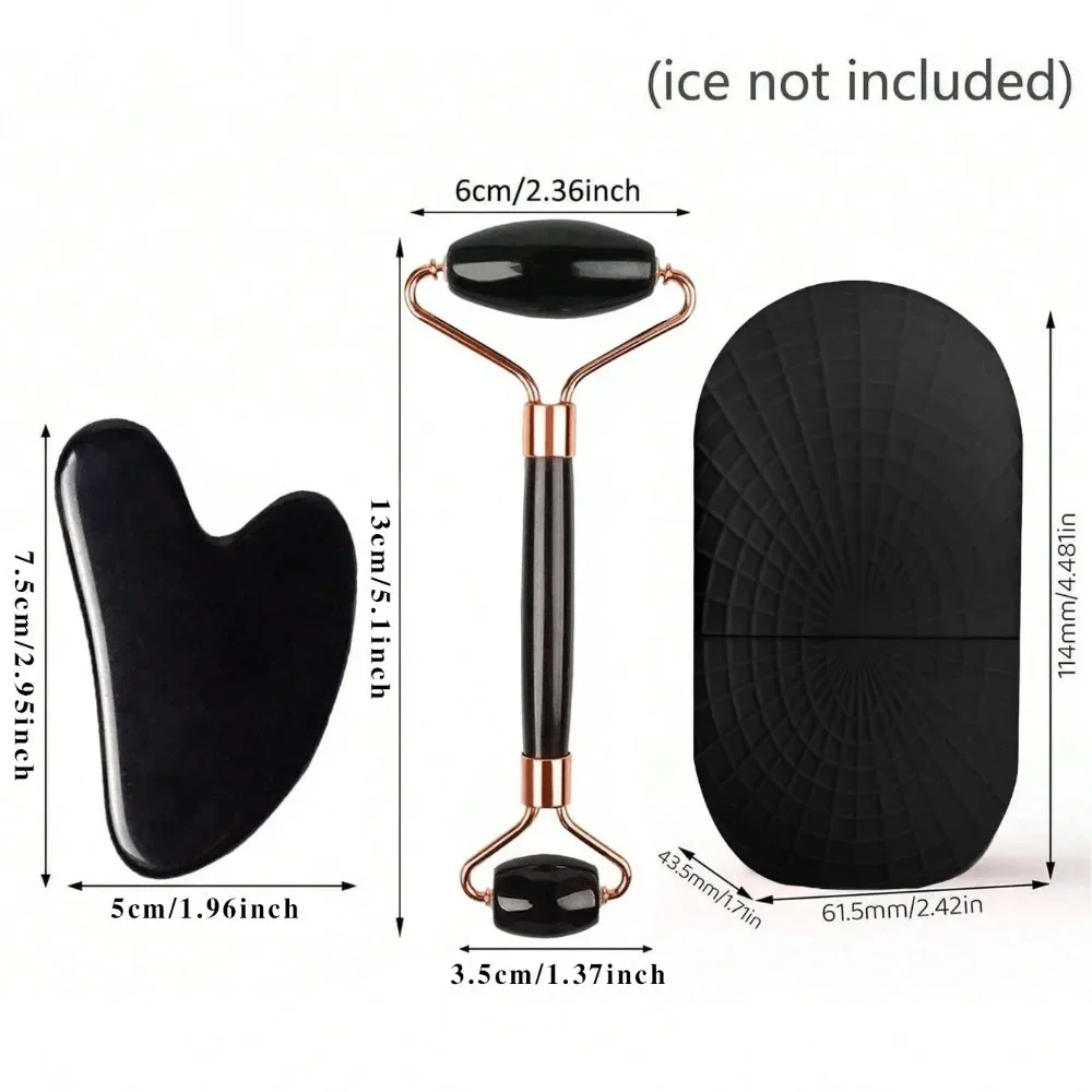 3Pcs Face Massager Kit Ice Face Roller Gua Sha Board Facial Massage Roller  Face Lifting Contouring Tools Beauty Skin Care Tools