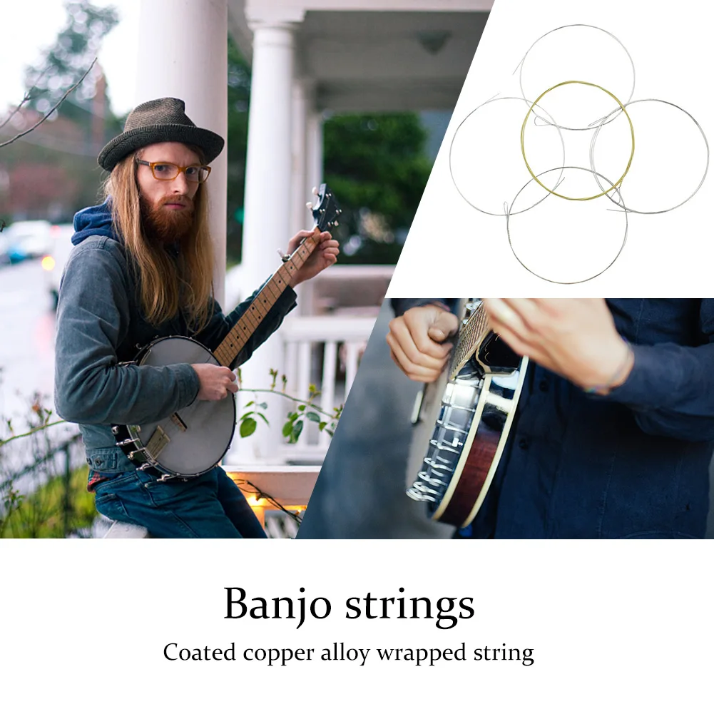 5-String Banjo String Pack Copper Alloy Coated Banjo Five String Strong Voice Banjo Strings 5 String Set Banjo Accessory