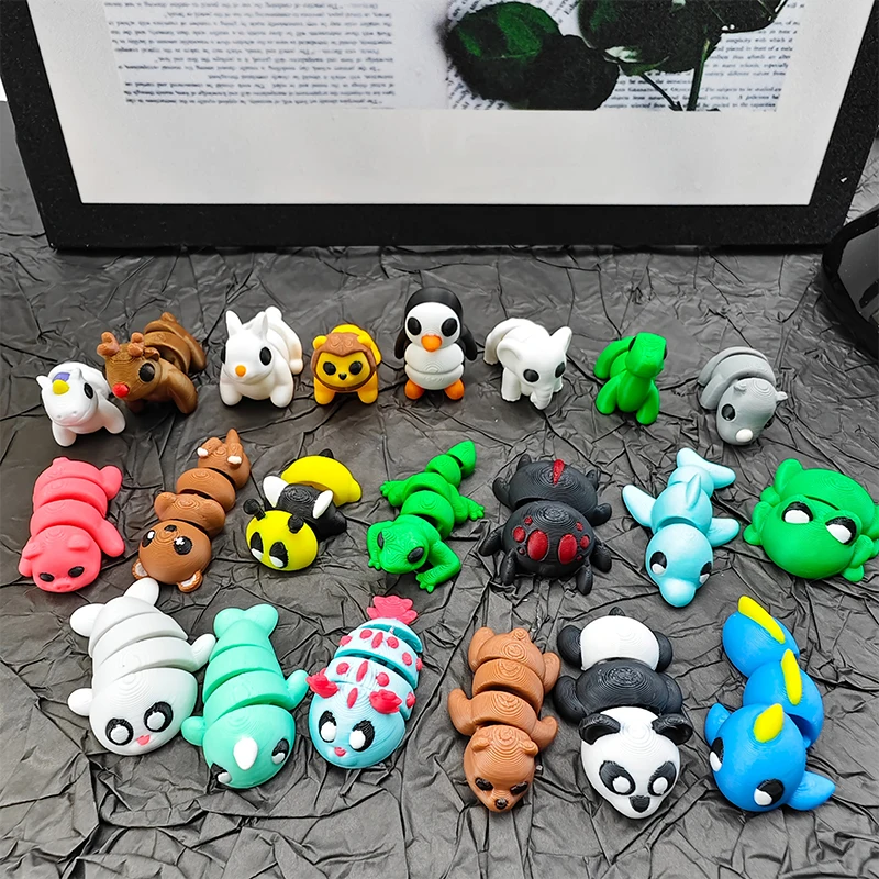 3D Printed Animal Models Cute Critter Articulated Activity Figures Kids Toys Family Desktop Decorations