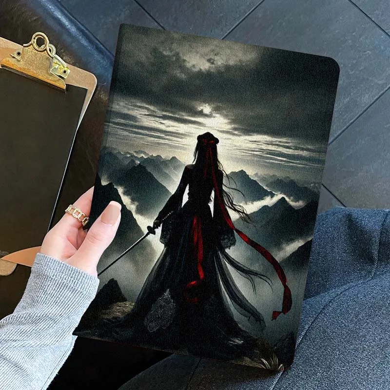 capa-para-tablet-mountain-woman-sword-para-ipad-pro-air-mini-11-1-2-3-4-5-6-7-7ª-geracao-129-13-79-83-m3-m4-polegadas