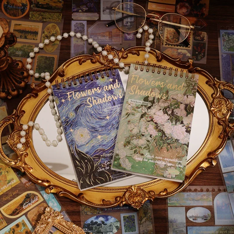 

20 Sheets Vintage Painting PET Bronzing Scrapbooking Sticker Coil Book Waterproof Decorative Material Aesthetic Stickers