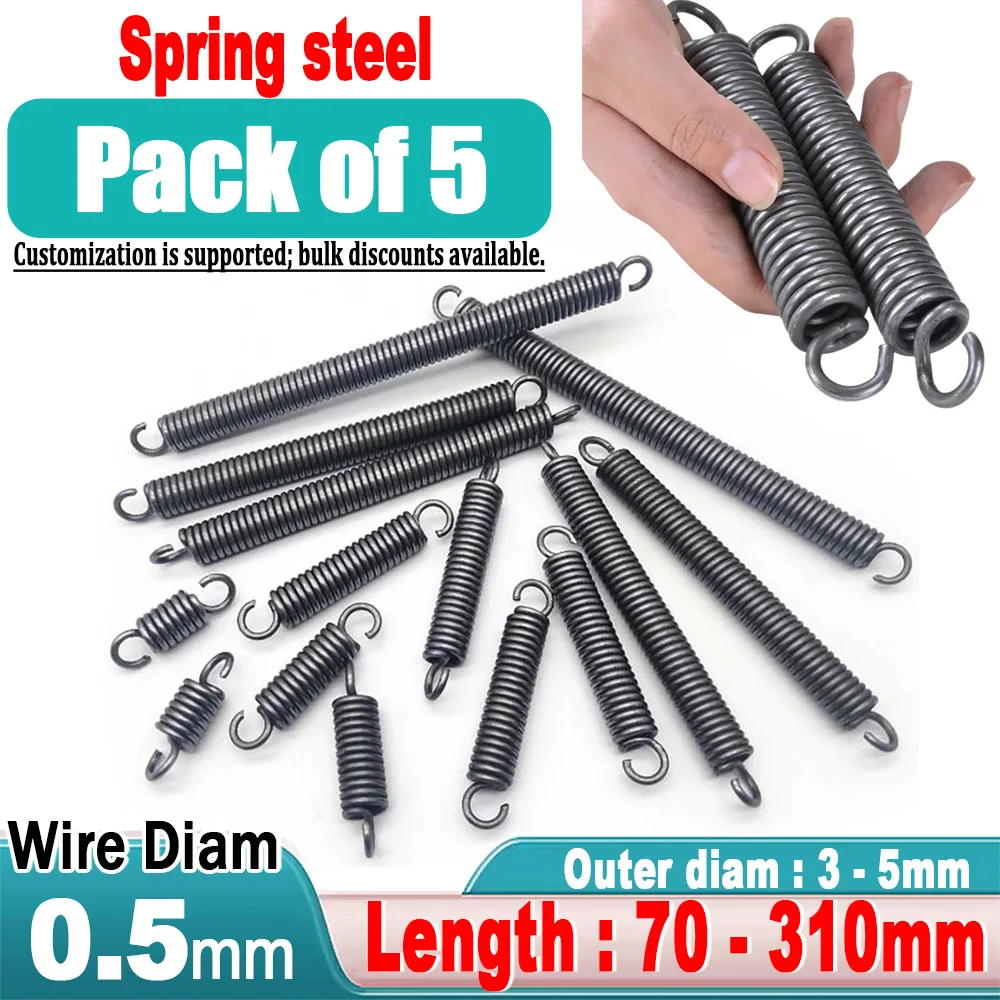 Spring Steel Open Hook Tension Spring Wire Diameter 0.5mm with O hook extension spring Outer Diameter 3/4/5mm Extension Spring