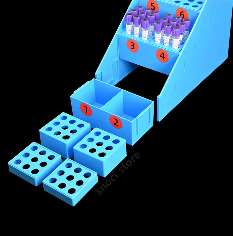 Plastic test tube rack multifunctional centrifugal plastic rack Laboratory stepped test tube rack sample rack 18~180holes