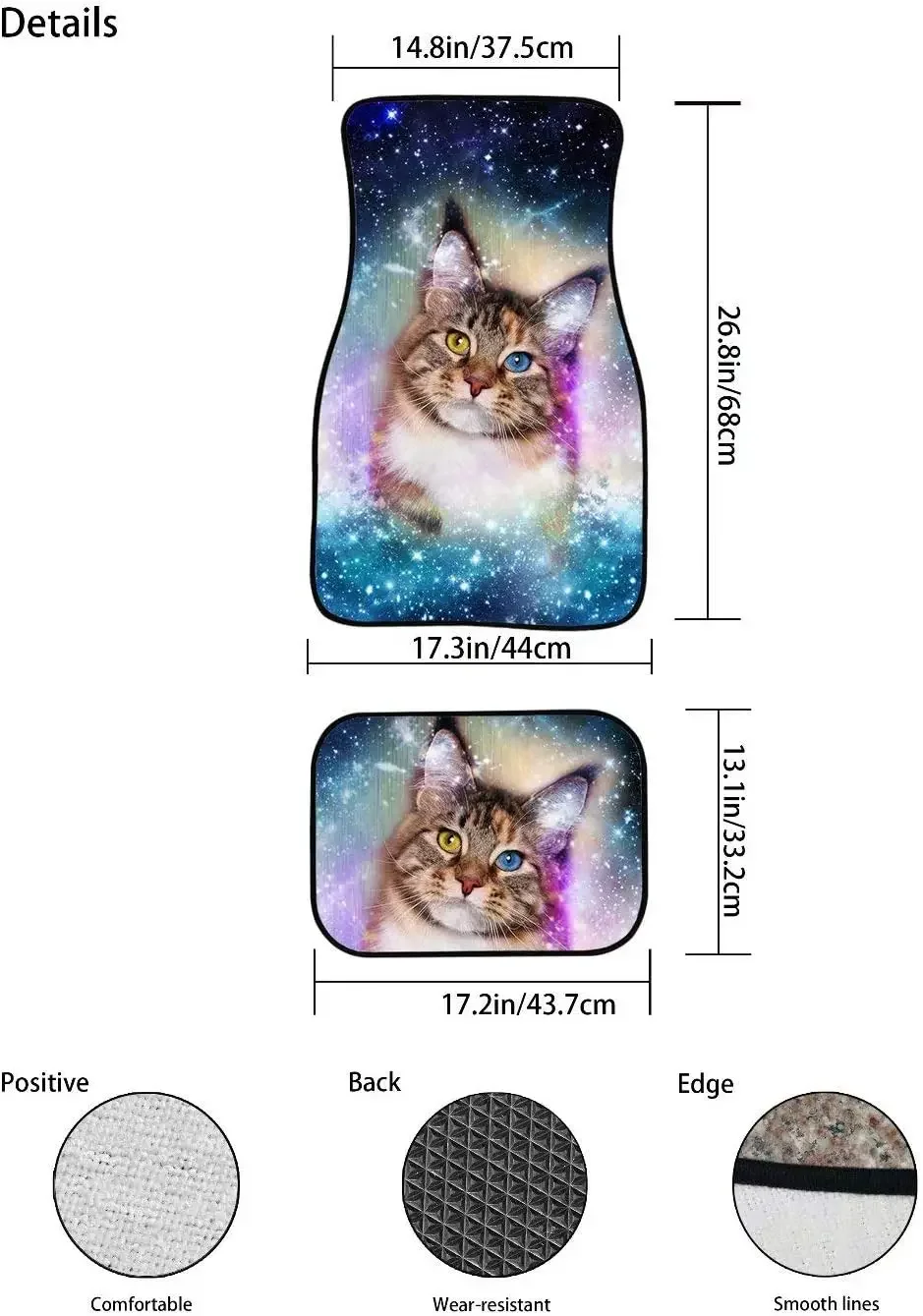 Dellukee Decorative Car Floor Mats Wolf Print All Weather Non Slip Universal Fit Car Floor Carpet Best for Car SUV Truck Van Hea