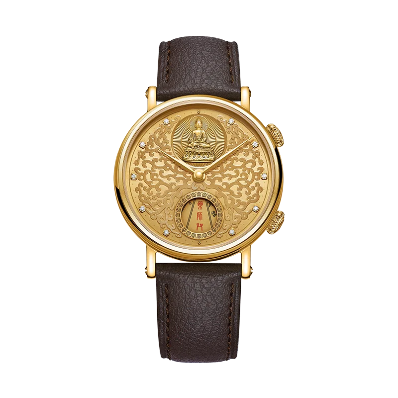 Beijing 24K Gold Bhaiṣajyaguru Watch mechanical watch automatic leather band luxury classic fashion business watch man men