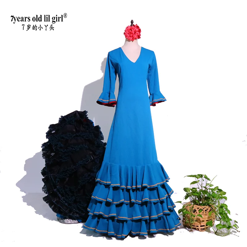 Saia batata de flamenco espanhollilgirl de 7 anos com um casaco e uma lata dentro para trajes de performance femininos cwq41