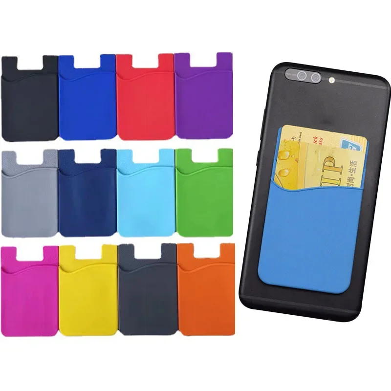 1 pz silicone affari tasca di credito adesivo moda donna uomo telefono cellulare porta carte d'identità custodia sottile custodia adesiva borse