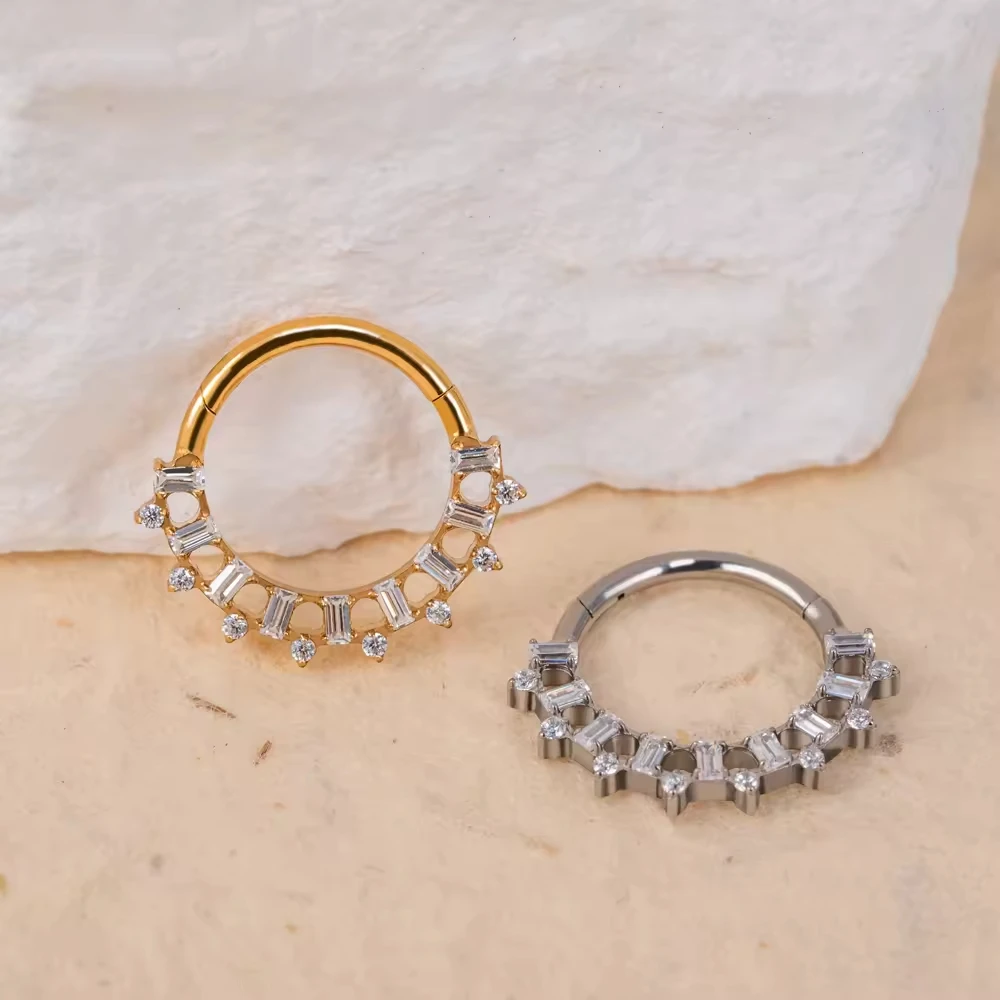 

1PC F136 Titanium Body Piercing Cartilage Nose Ring Exquisite Premium Edition with 5A Zircon Nasal Diaphragm Ring Earrings 16G