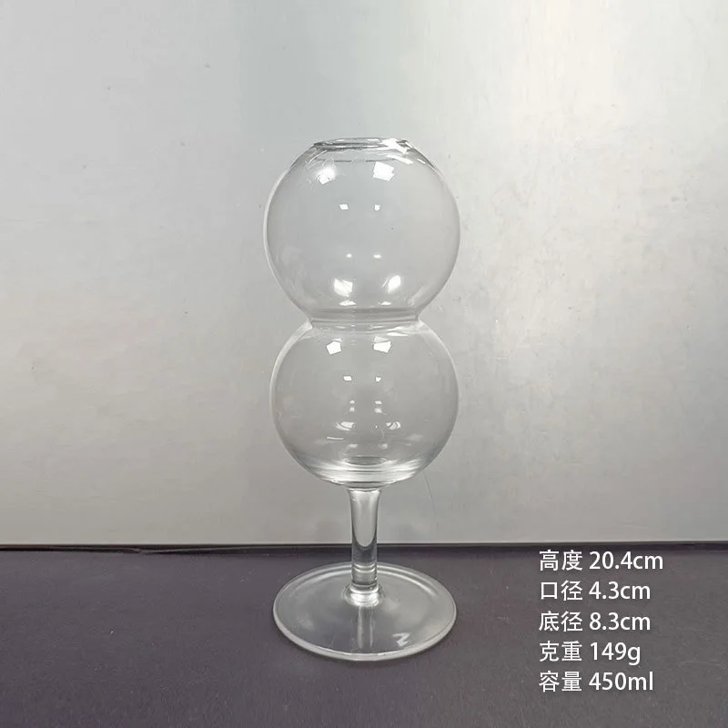 Gourd bubble glass 450ml flute juice drink goblet