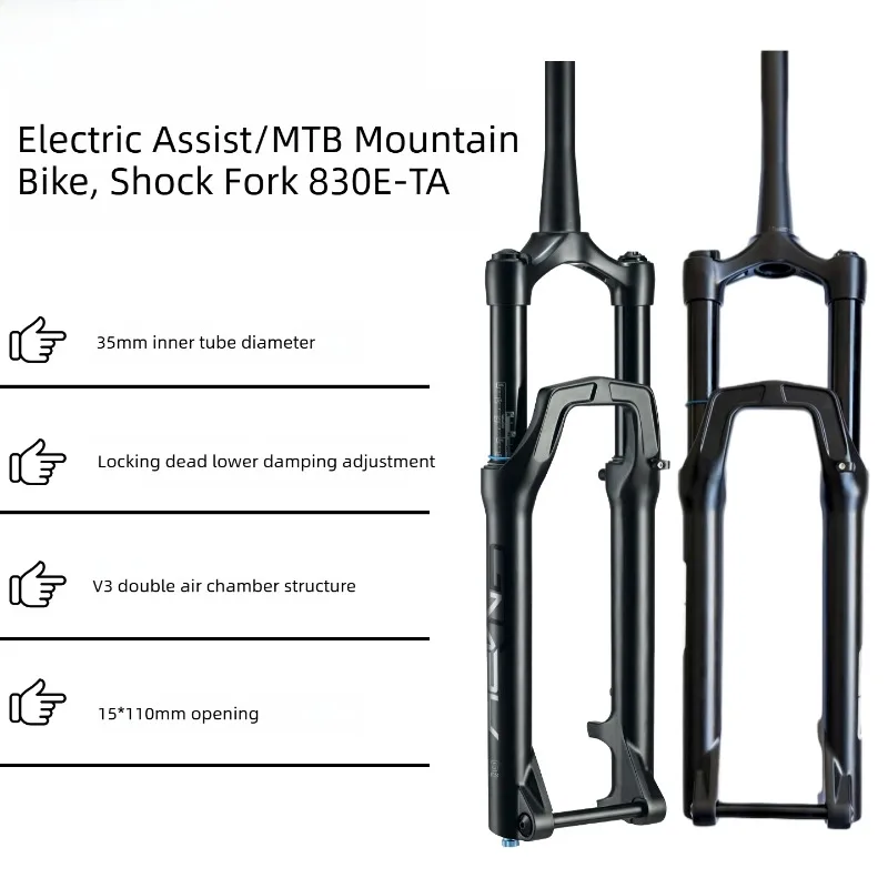 GTMRK Electric Power MTB Mountain Bike Double Air Chamber Shock Absorption Front Fork Lock Down Damping 140-160 Travel