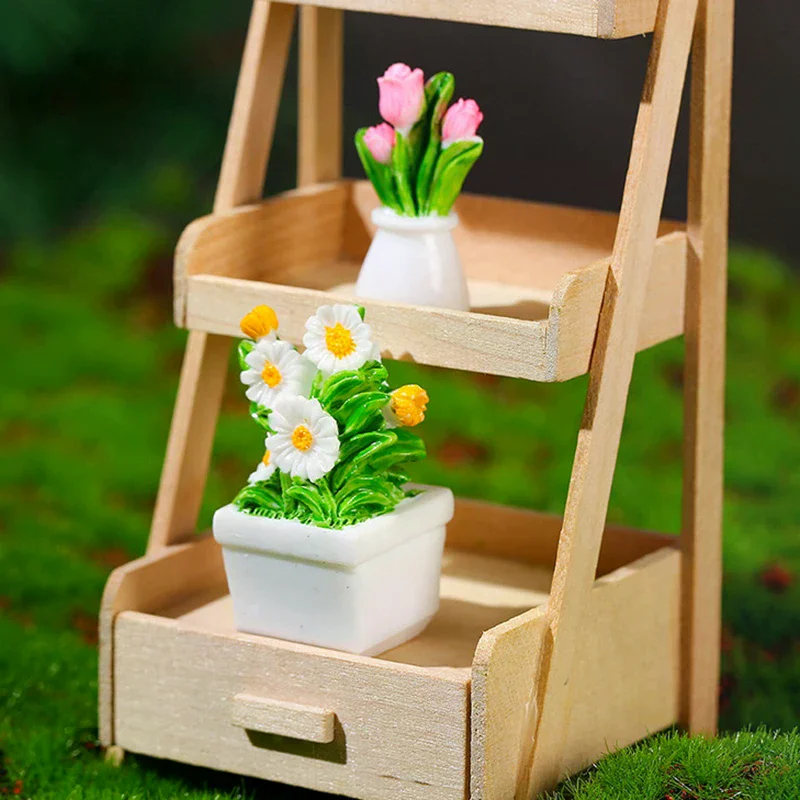 1PC Simulation Potted Plants New Dollhouse Mini Flowerpot Potted For Green Plant In Pot Doll House Furniture Home Decor