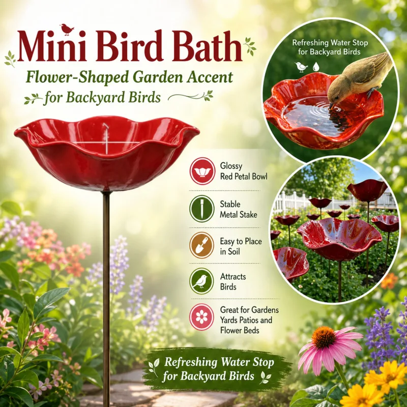 

Bird Feeder Decor Metal Flower Garden Stake Handmade Outdoor Garden Yard Lawn Ornament Decorative Bird Feeder Decor Plant Stake