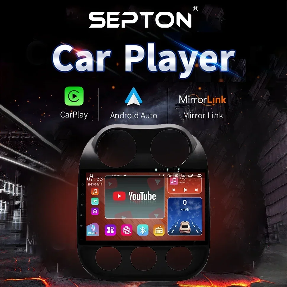 SEPTON Car Stereo Radio for Jeep Compass Patriot 2010-2016 Android 12 2Din Auto Multimedia Video Player GPS CarPlay 4G Head Unit