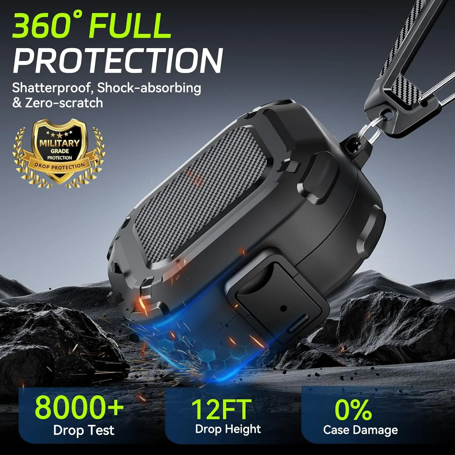 غطاء حماية لهاتف Beats Powerbeats Pro 2 2025، غطاء حماية صلب مقاوم للصدمات لهاتف Beats Powerbeats Pro 2 2025 مع سلسلة مفاتيح