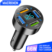 4 Ports USB Car Charger 66W PD Type C Fast Charging Phones Charger Adapter For iPhone Xiaomi Huawei Samsung Quick Charger In Car