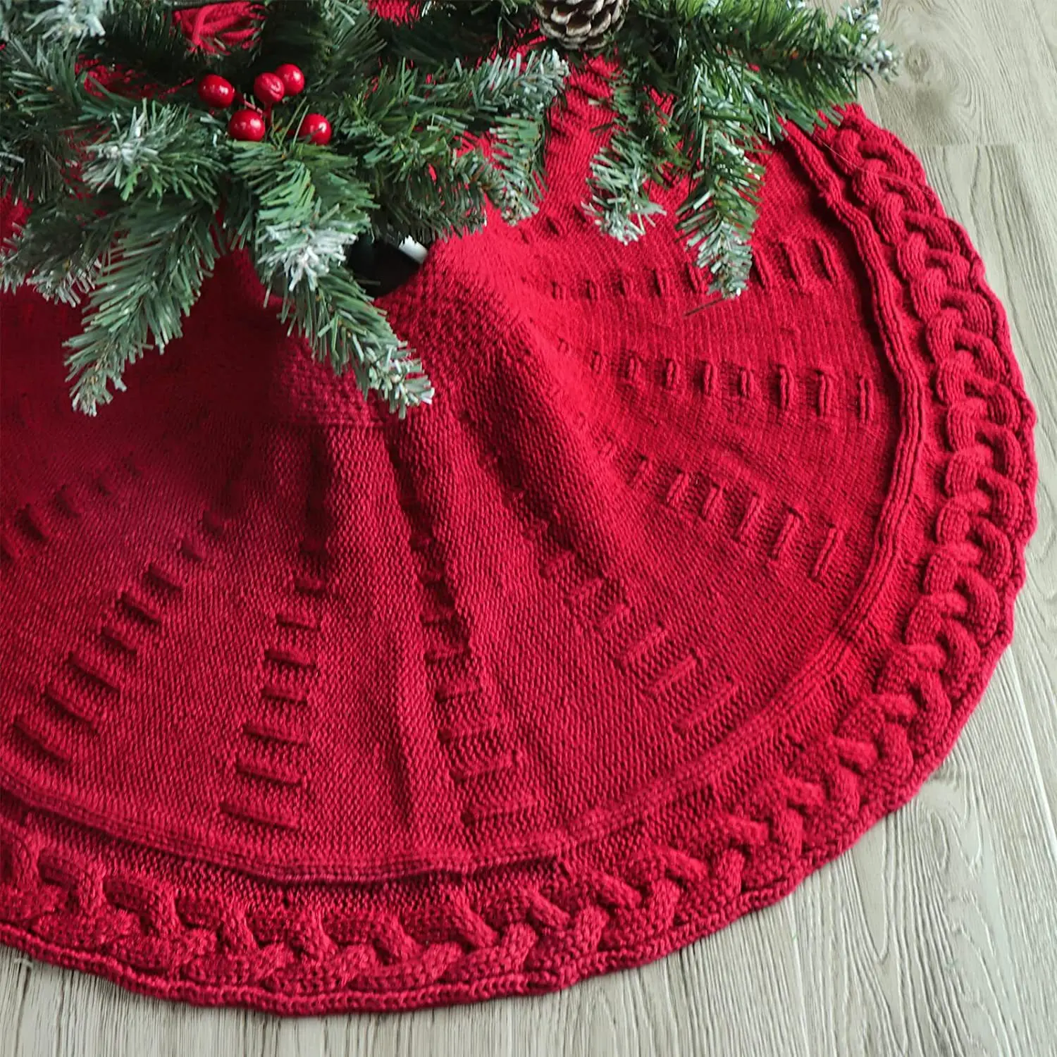 Christmas  Knitted Tree Skirt  Round Christmas Tree Rug Floor Mat