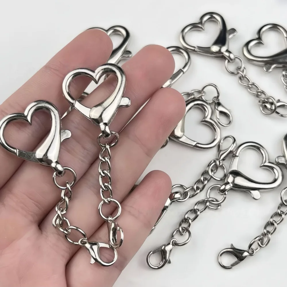 10/30/50Pcs Unique Alloy Heart Keyring Pendant Heart Shaped 