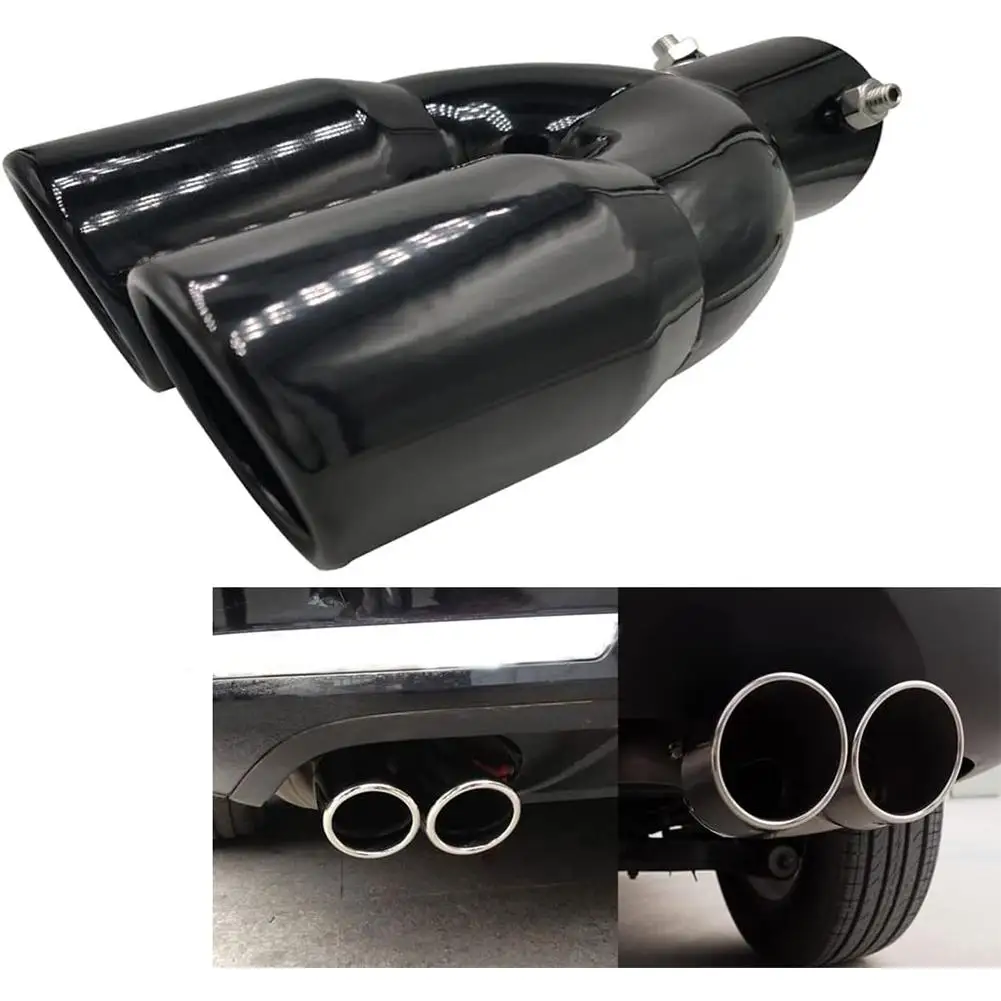 

Car Dual Exhaust Tip Stainless Steel Muffler Tail Pipe 63mm 2.5 Inches Universal Exhaust System End Modified Parts