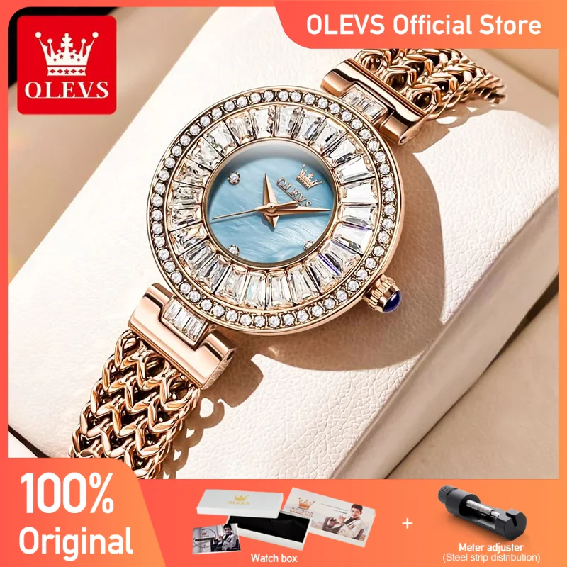 OLEVS Women's Watches Fashion Mother of Pearl Dial Original Watch for Ladies Waterproof Stainless Steel Light Luxury Wristwatch