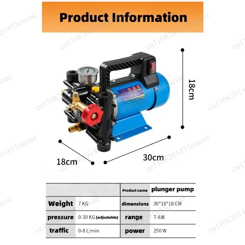 12V/24V/220V Double Cylinder Plunger Pump Agricultural High Pressure Pump for Irrigation Watering Car Washing Dosing Spraying