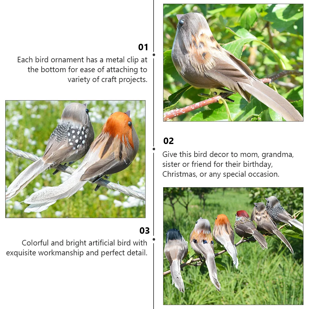 Adorno de pájaro Artificial colorido, mano de obra exquisita, decoración del hogar y jardín, proyectos artesanales con Clip de Metal, artesanías de pájaros artificiales