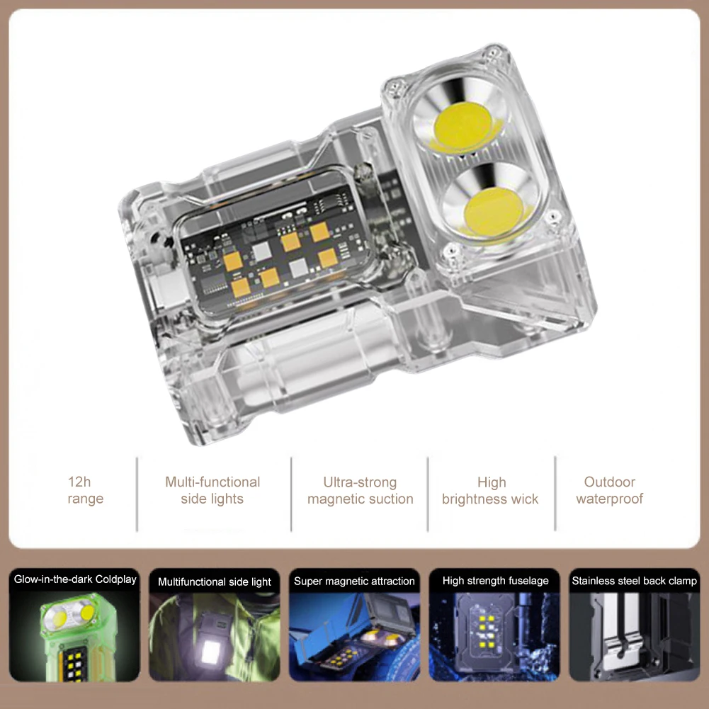 COB + SMD LED في الهواء الطلق مصباح يدوي صغير USB قابلة للشحن المحمولة الشعلة مصباح تدوير قبعة كليب ضوء للتخييم الصيد المشي